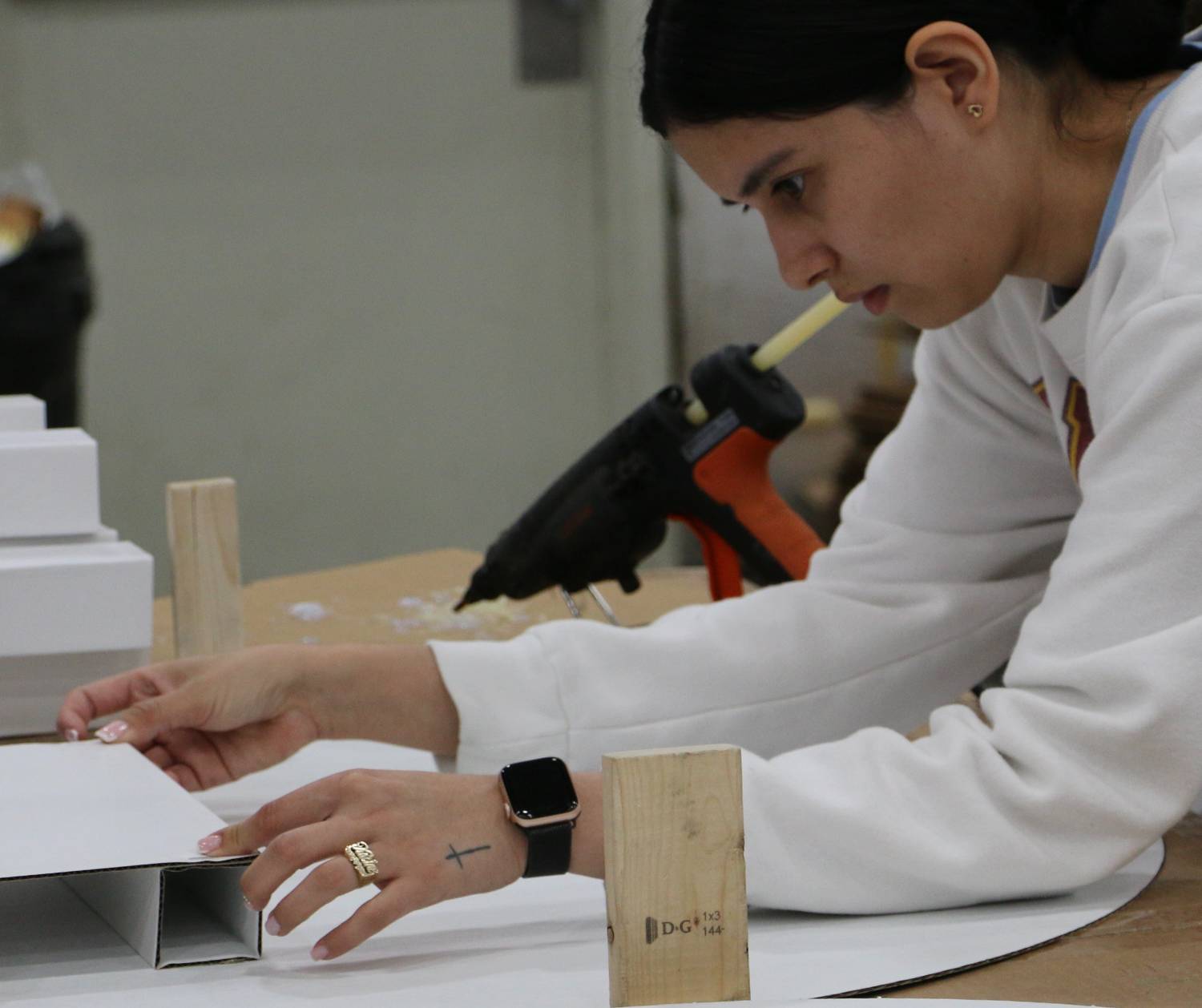 Team members focused on their work in a modern office setting