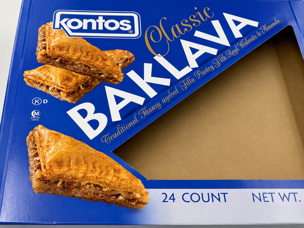Baklava box with golden accents