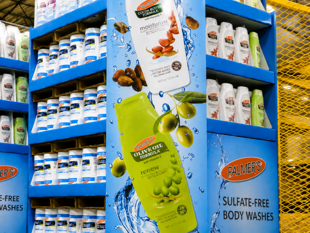 Retail body wash display with branding
