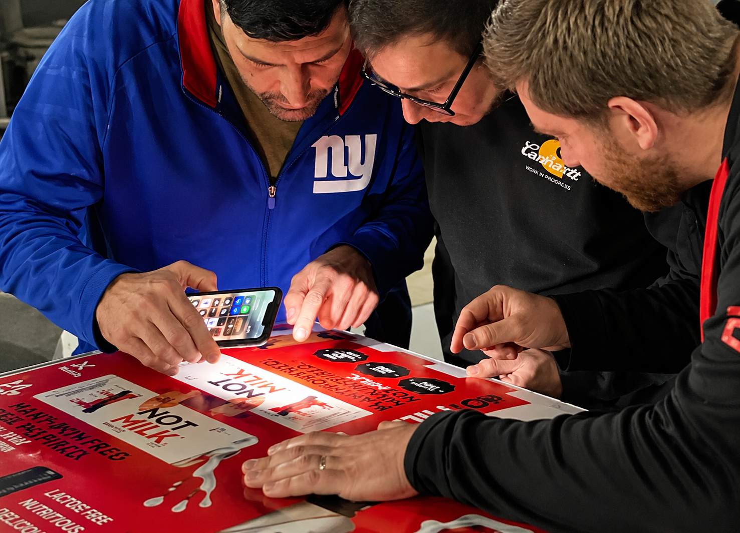 Examining a promotional milk display