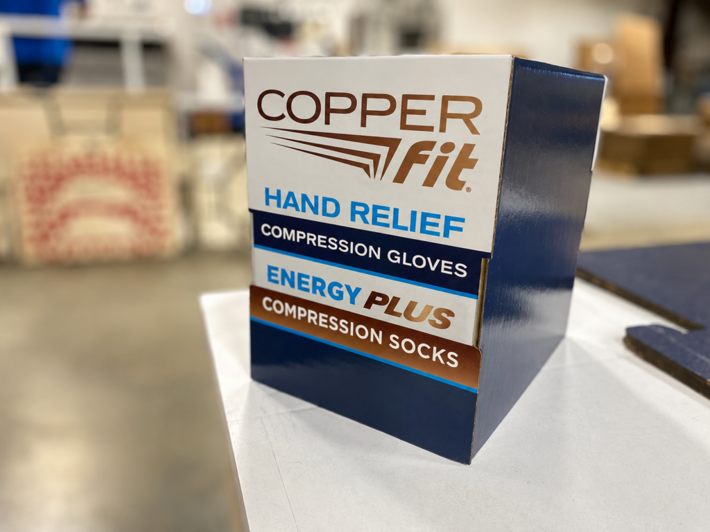 Copper fit hand relief packaging close-up
