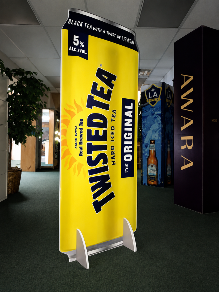 Promotional display in modern showroom space
